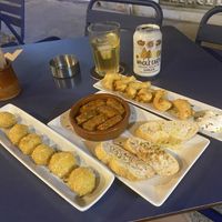 Croquettes, chorizo and shrimps  at Sa Capca in Blanes