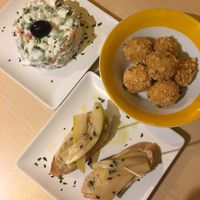 Russian salad, cheese croquettes & marinated courgettes  at Sa Capca in Blanes