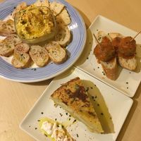 Hummus, meat balls & tortilla  at Sa Capca in Blanes