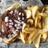 Light life Detroit Coney Hot Dog with French fries upgrade. 9.5/10  at Old Shillelagh in Detroit