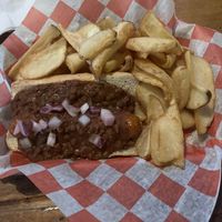 Coney dog and seasoned fries  at Old Shillelagh in Detroit