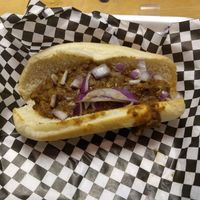 Vegan chilli dog at Old Shillelagh in Detroit