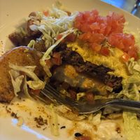 digging into the vegan slopper with just egg added  at Brues Alehouse Brewing Co in Pueblo