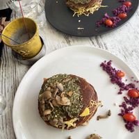 Pesto pan cakes  at Hari's Creperie in Crete