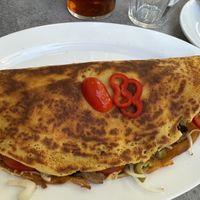 Crêpe salée avec légumes au choix, et fromage végétalien.  at Hari's Creperie in Crete