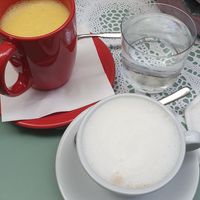 Soy milk cappuccino and golden soy milk at Il Forno di Pitagora in Rovereto