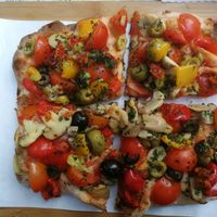 Spicy vegan Pinsa at Pinsa 'Mpo in Rome