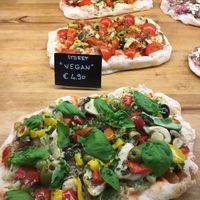 the “green and the red” vegan options  at Pinsa 'Mpo in Rome