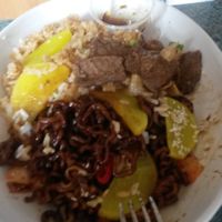 vegan beef bulgogi and jjajang ramyun Korean noodles with black bean paste at Kimchi Planet in Newcastle Upon Tyne
