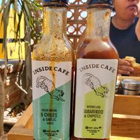 Delicious sauces! at Inside Cafe in Guanajuato