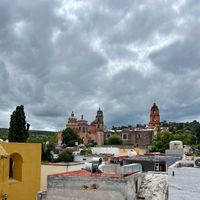 View of churches   at Inside Cafe in Guanajuato