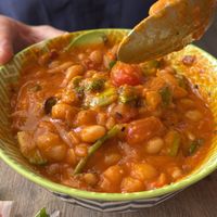 Bean soup mixed up  at Inside Cafe in Guanajuato