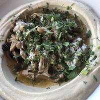 Mushroom hummus  at Hasiba in Los Angeles