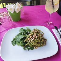 Vegan pesto pasta at Ristoro Dantesca in Pisa
