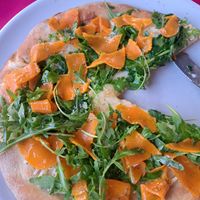 Vegan salmon pizza at Ristoro Dantesca in Pisa