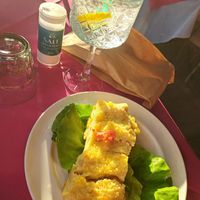 Vegan pepper lasagne with a gin and tonic at Ristoro Dantesca in Pisa