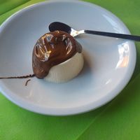 Panna cotta with nutella and a cappucino, Ristoro Dantesca 10 May 2025 at Ristoro Dantesca in Pisa