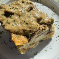 Lasagna ai funghi porcini e olio al tartufo  at Ristoro Dantesca in Pisa