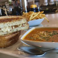 Grilled Cheese & Tomato Bisque W/ shoestring fries  at O'cado in Sherman Oaks