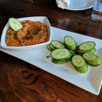 Mahamurra (red pepper dip similar to hummus) really tasty! at O'cado in Sherman Oaks