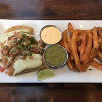 Delicious crispy potato tacos at O'cado in Sherman Oaks