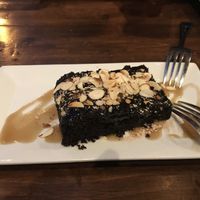 Love this salted caramel chocolate cake with almonds at O'cado in Sherman Oaks