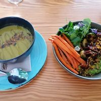 Soup and bowl at Orteá - Vegan Collective in Lisbon