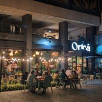 Outdoor dining area at Orteá - Vegan Collective in Lisbon