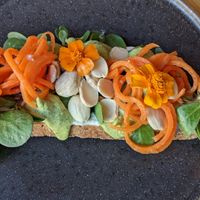 Root and cheese bruschetta at Orteá - Vegan Collective in Lisbon