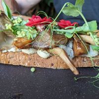 Mushroom bruschetta at Orteá - Vegan Collective in Lisbon