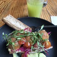 Veggie meatball sandwich with Havana juice    at Orteá - Vegan Collective in Lisbon