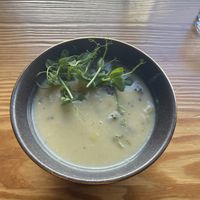 Cauliflower, broccoli and leek soup  at Orteá - Vegan Collective in Lisbon