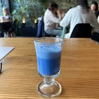 Blue latte   at Orteá - Vegan Collective in Lisbon