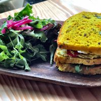 Sandwich with avocado 🥑 & vegan mozzarella  at Orteá - Vegan Collective in Lisbon