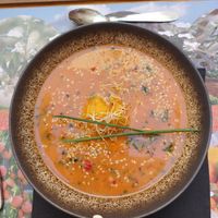 Gaspacho andalou (tomato ice cream in the center) at La Bohème in Arles
