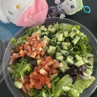 Garden Salad 🥗 w/Sherry Dijon vinaigrette dressing (confirmed vegan) - refreshing on a hot 🥵 day (recommend)  at Mod Pizza in Tracy