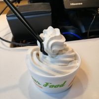 Coconut soft serve! at Earth Burger in Bloomington