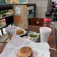 Earth Burger, fries, edamame and chocolate earthshake at Earth Burger in Bloomington