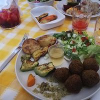 Falafel and roasted veggies with salad at Captain's Table in Terceira