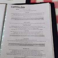 Menu at Captain's Table in Terceira