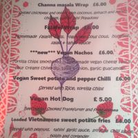 Menu at The Tyne Bar in Newcastle Upon Tyne