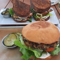 Tempeh sandwich (above) and wild rice burger (below) both veganized at Common Roots Cafe in Minneapolis