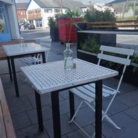 Outside seating at Bean and Bread in Abergavenny