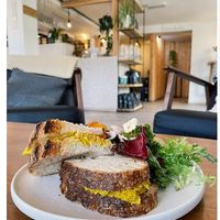 Coronation chickpea sandwich at Bean and Bread in Abergavenny