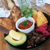Vegan breakfast bowl at Bean and Bread in Abergavenny