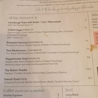 Menu at Bean and Bread in Abergavenny