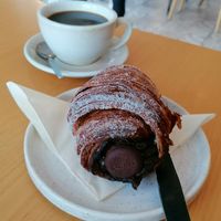 Choc cruffin at Bean and Bread in Abergavenny