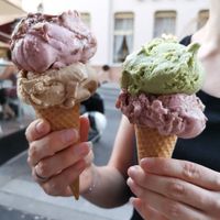 Erdbeer-Tiramisu, Haselnuss / Matcha, Erdbeer-Tiramisu at Veganista Ice Cream VI in Vienna