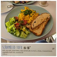 Gluten free toast. Strange tasting tofu scramble. at Cakester Cafe in Krakow