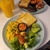 Great vegan , vege , and omni options . Scrambled tofu was decent . Sweet options look good too. Good plant milks on offer . Happy with this place at Cakester Cafe in Krakow